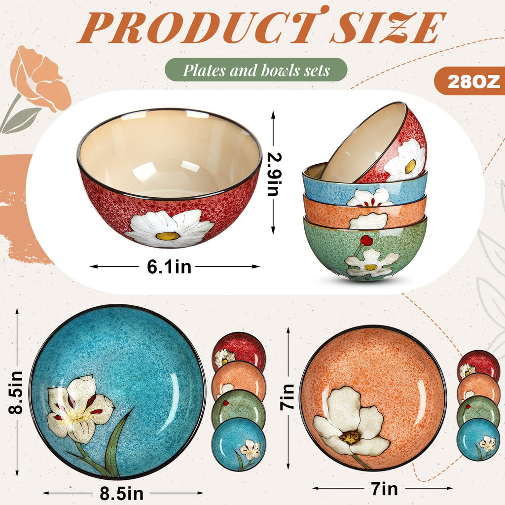 12 Pcs Floral Ceramic Dinnerware Set for 4 O226072