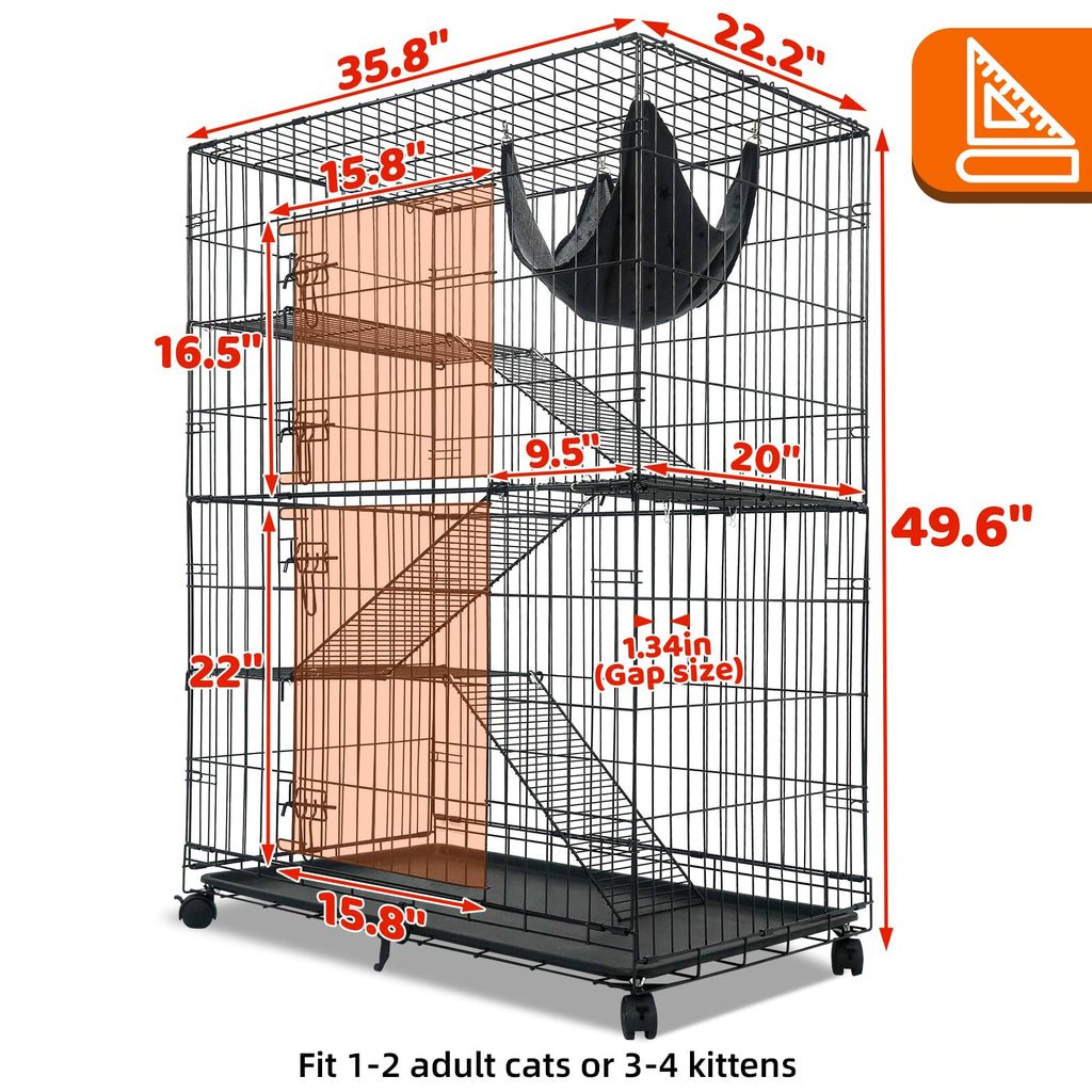 50 Inch 4-Tier Cat Crate with Wheels K97820