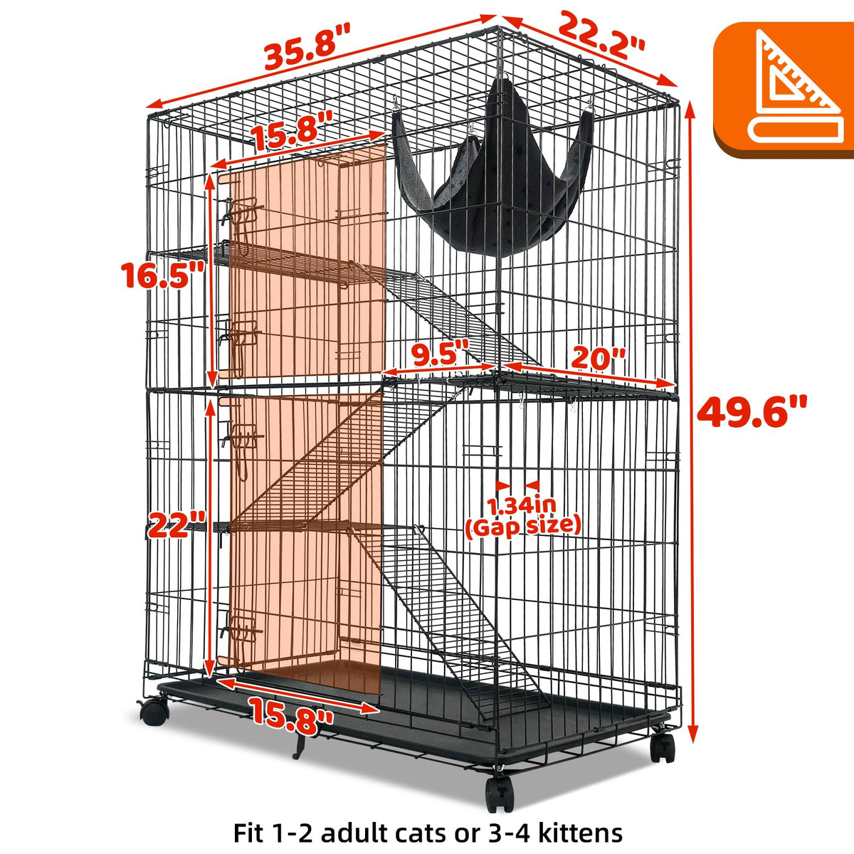 50 Inch 4-Tier Cat Crate with Wheels K97820