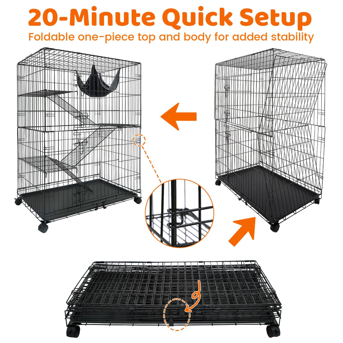 50 Inch 4-Tier Cat Crate with Wheels K97820