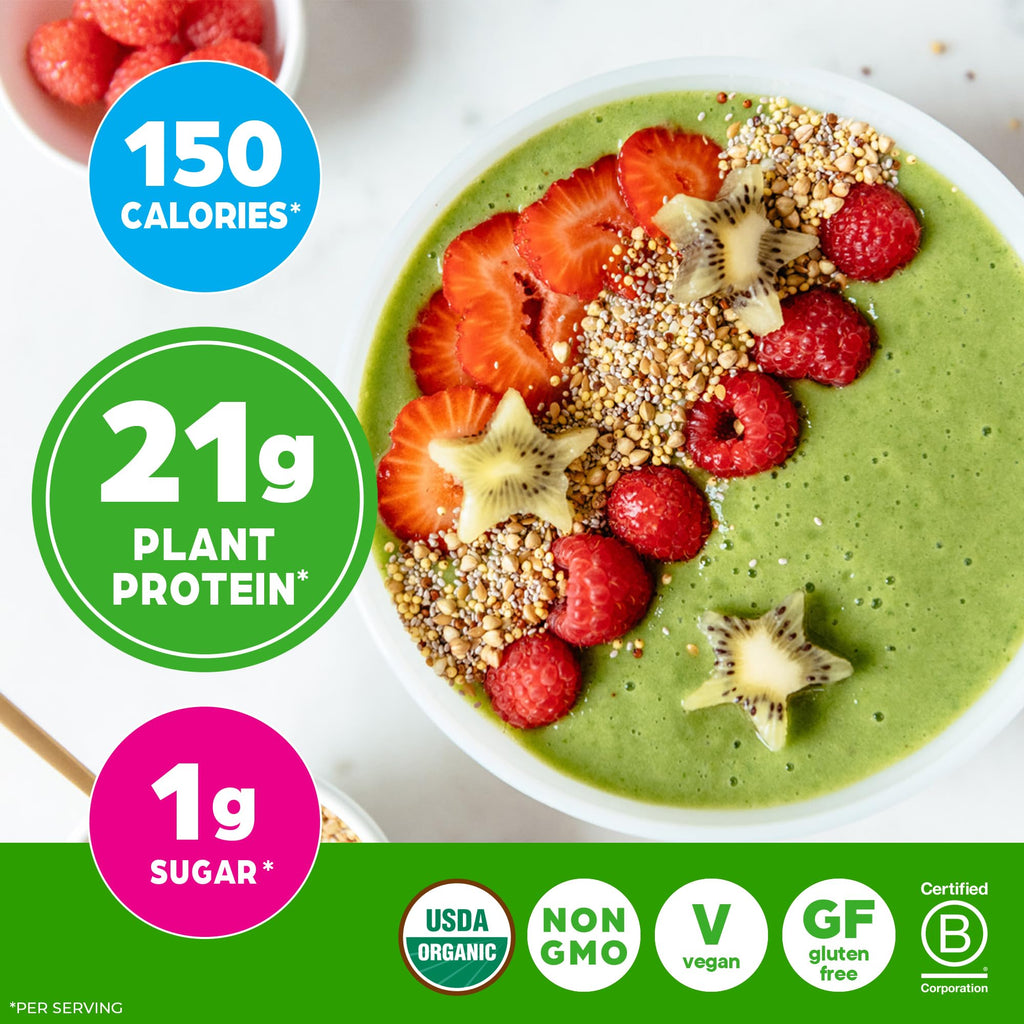 Organic Vegan Protein Powder + Greens Vanilla Bean 21g Plant Based Gluten Free Dairy Free 1.94lb S772