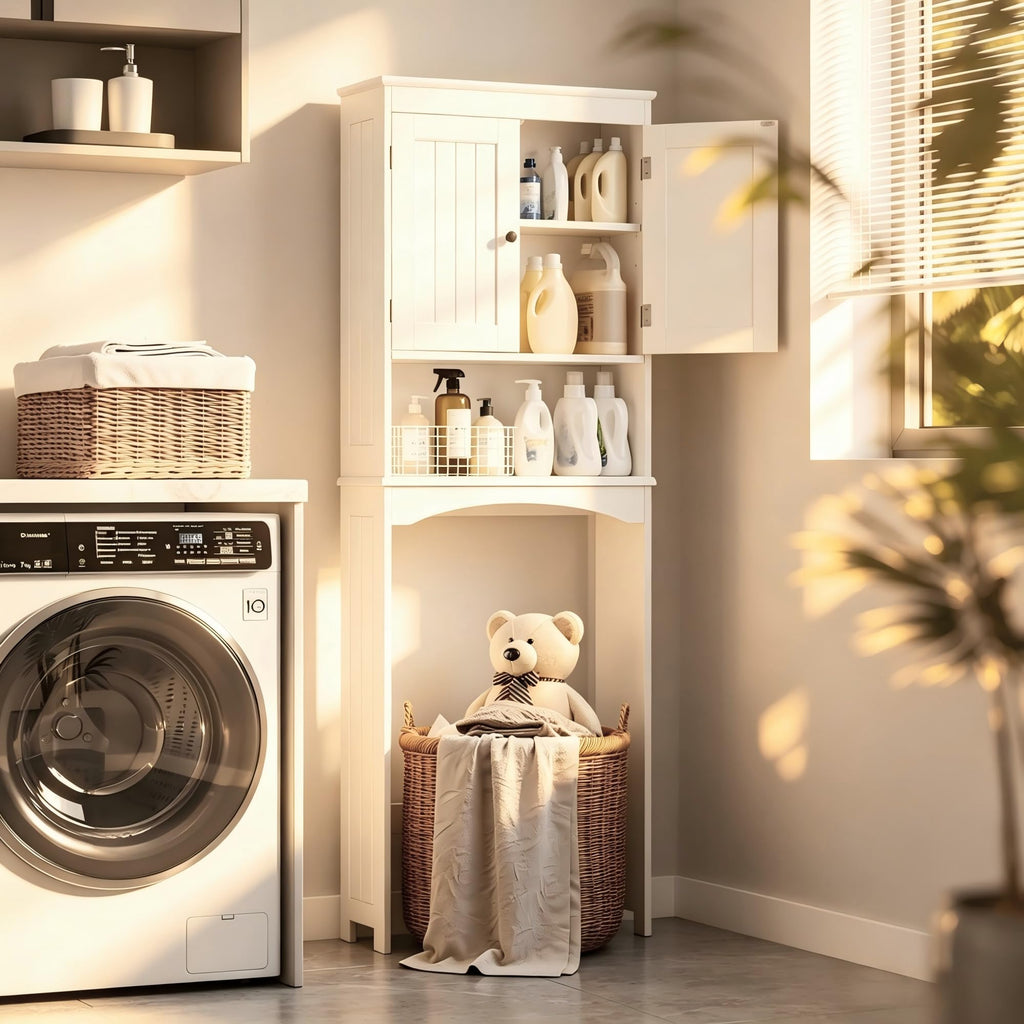 Over The Toilet Storage Cabinet with Open Shelf White Z225
