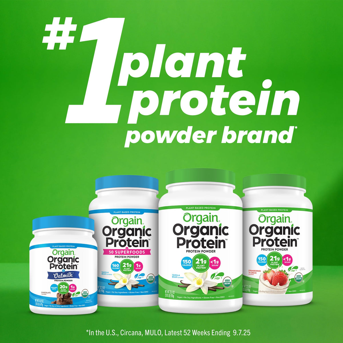 Organic Vegan Protein Powder + Greens Vanilla Bean 21g Plant Based Gluten Free Dairy Free 1.94lb S772