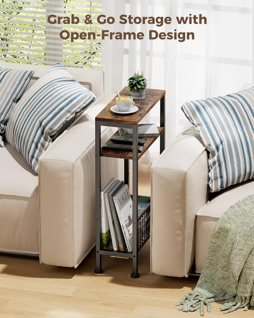 Narrow 3-Tier Wooden Side Table A102
