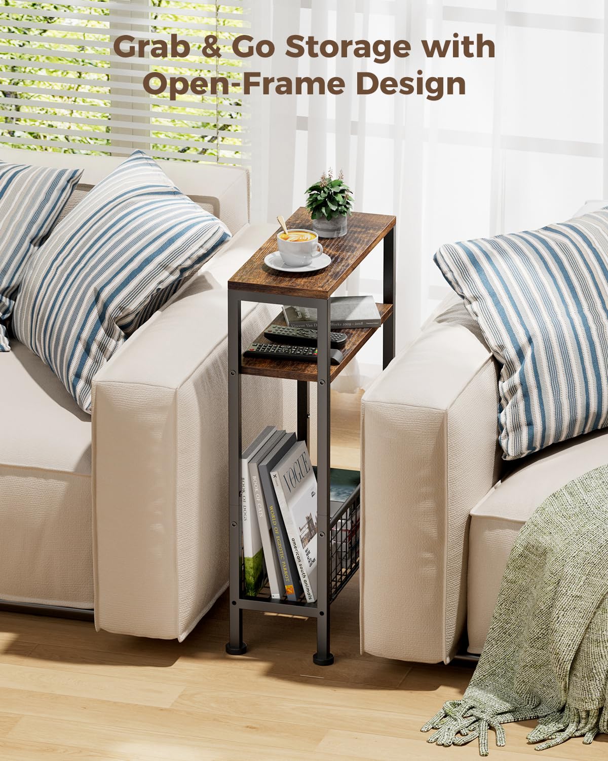Narrow 3-Tier Wooden Side Table A102