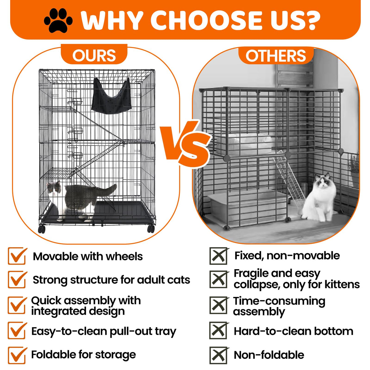 50 Inch 4-Tier Cat Crate with Wheels K97820