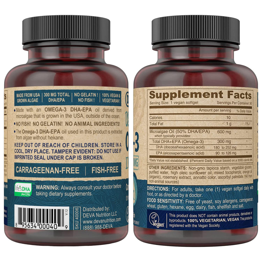 Vegan Omega-3 DHA EPA 300 mg 90 Softgels B833