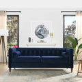 Navy Blue Velvet Tufted Sofa W79543