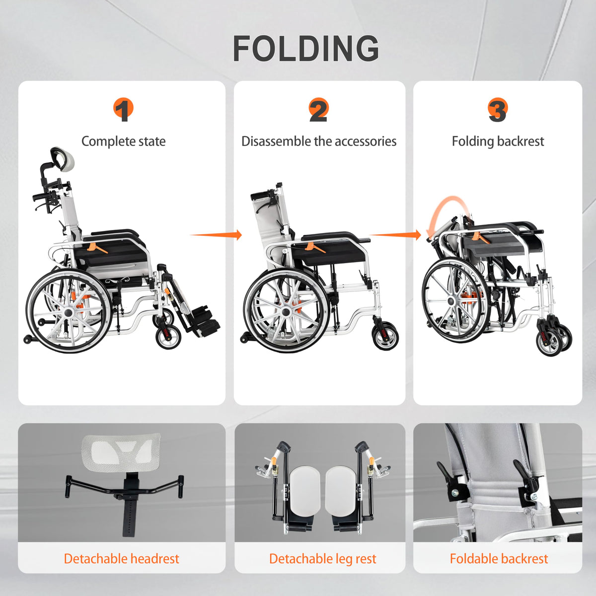 5-in-1 Reclining Wheelchair with 18.5" Wide Seat S2794