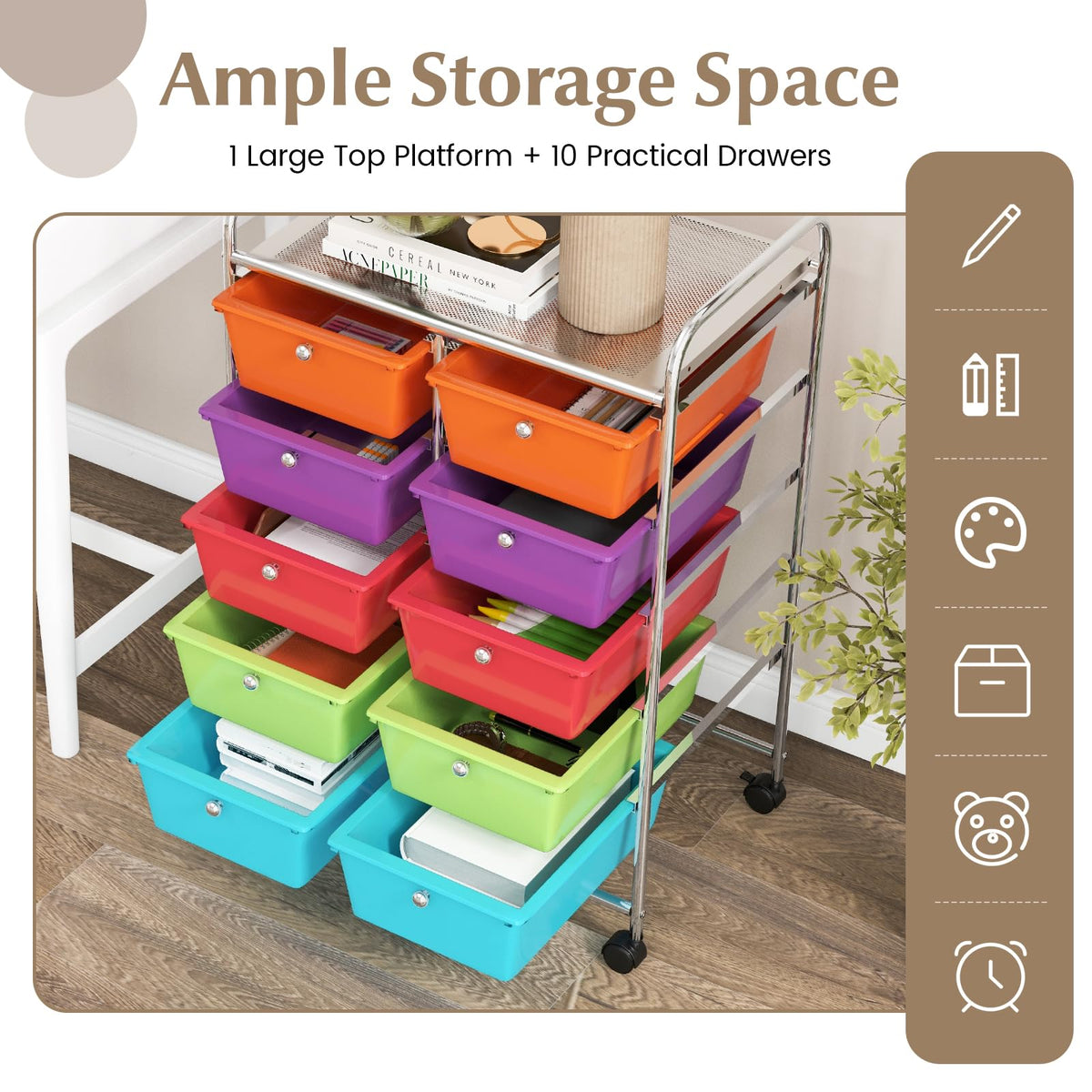 10 Drawer Rolling Storage Cart O87079