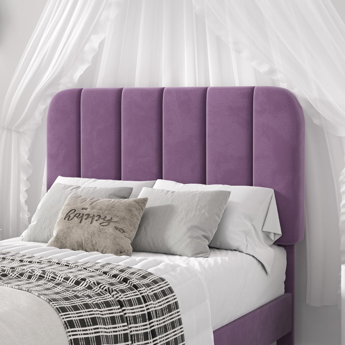 Twin Size Velvet Upholstered Platform Bed Frame L12432