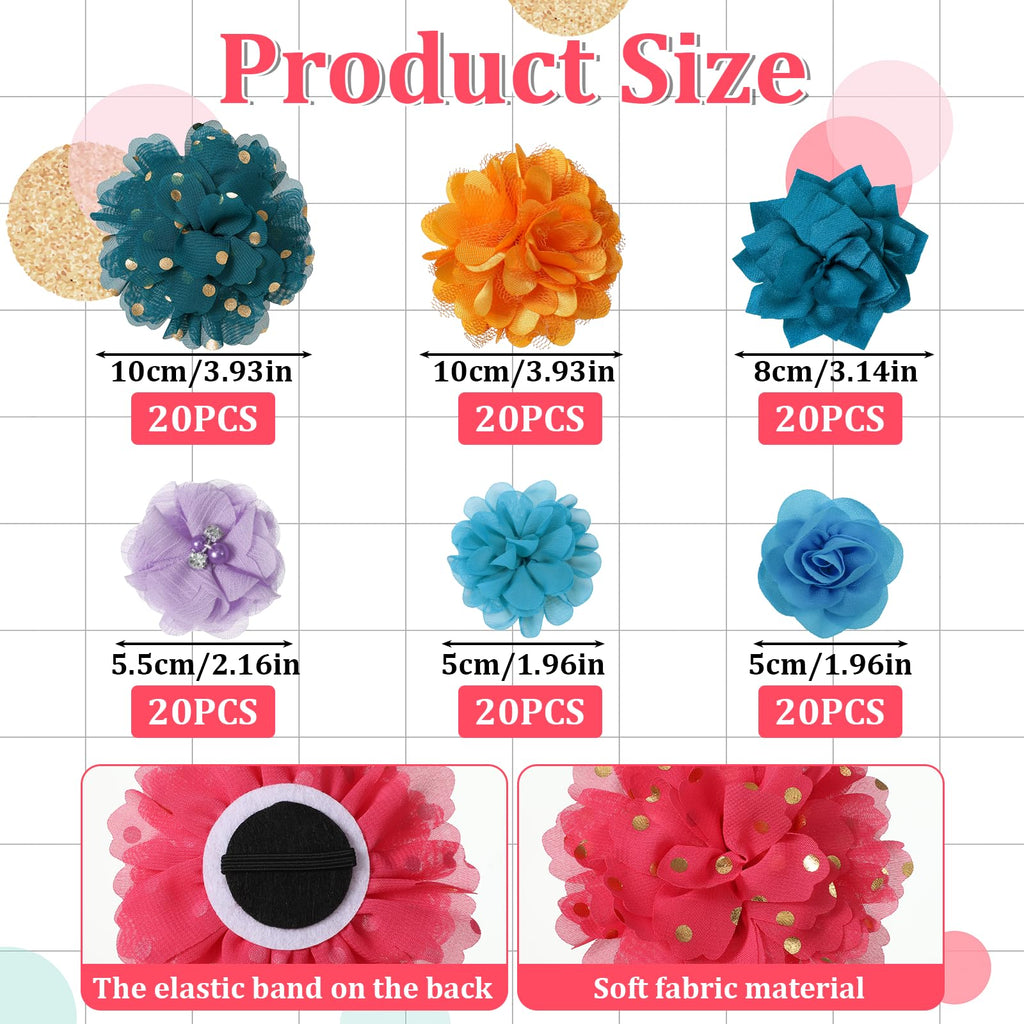 Multi Color Soft Chiffon Dog Collar Flower Bows N760862