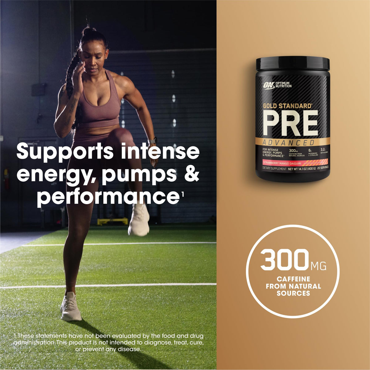 Pre Workout with Creatine Beta-Alanine L-Citrulline and Caffeine, Strawberry Mango Daiquiri, 20 Servings N73642