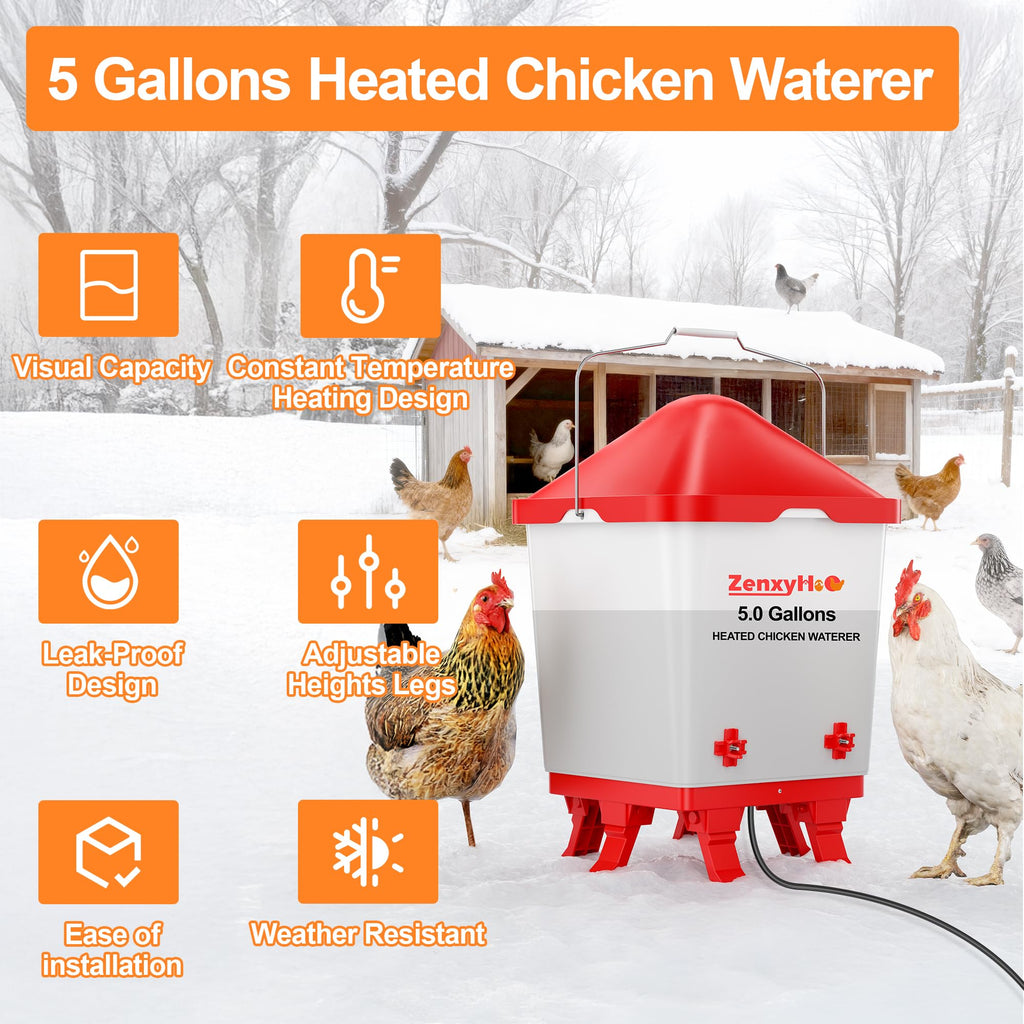 5.0 Gal Heated Chicken Waterer Bucket E6691