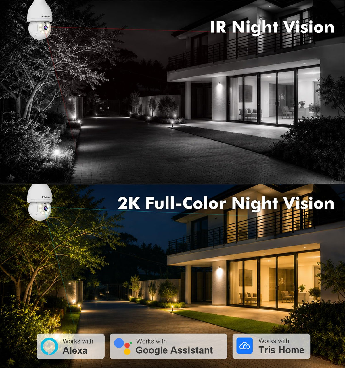 2K Light Bulb Security Camera, 5G/2.4G WiFi, 2 Pack J87736