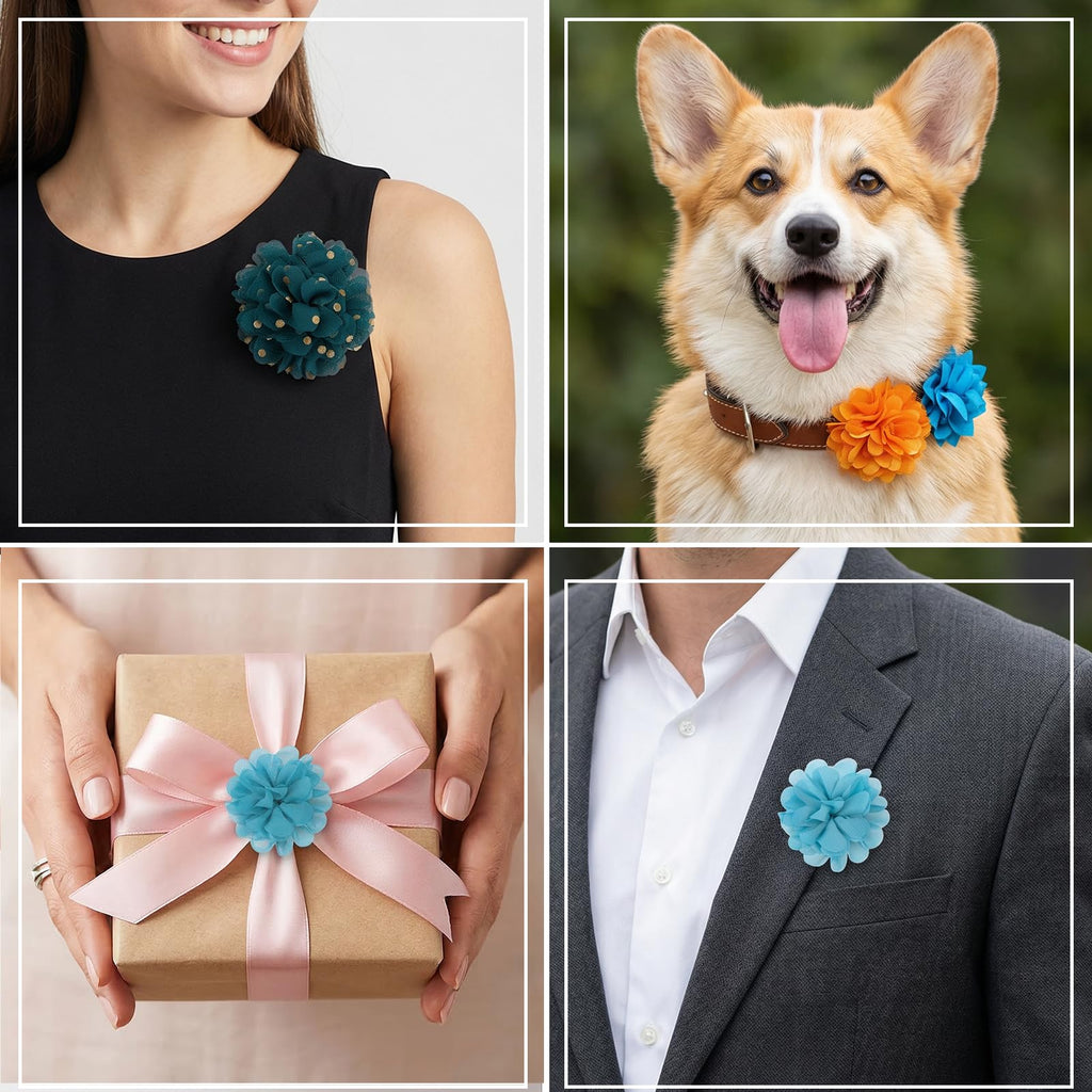 Multi Color Soft Chiffon Dog Collar Flower Bows N760862