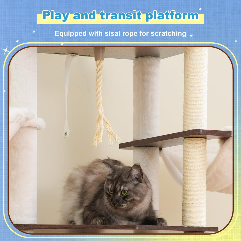 Wooden Cat Tree with Large Platforms Y8661