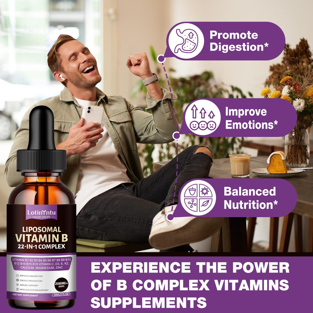 2 Pack 22-in-1 Vitamin B Complex 2000MG Sublingual Liquid Drops M485333