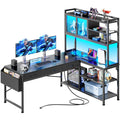 57.5 Inch L Shaped Gaming Desk with Power Outlets Q9847