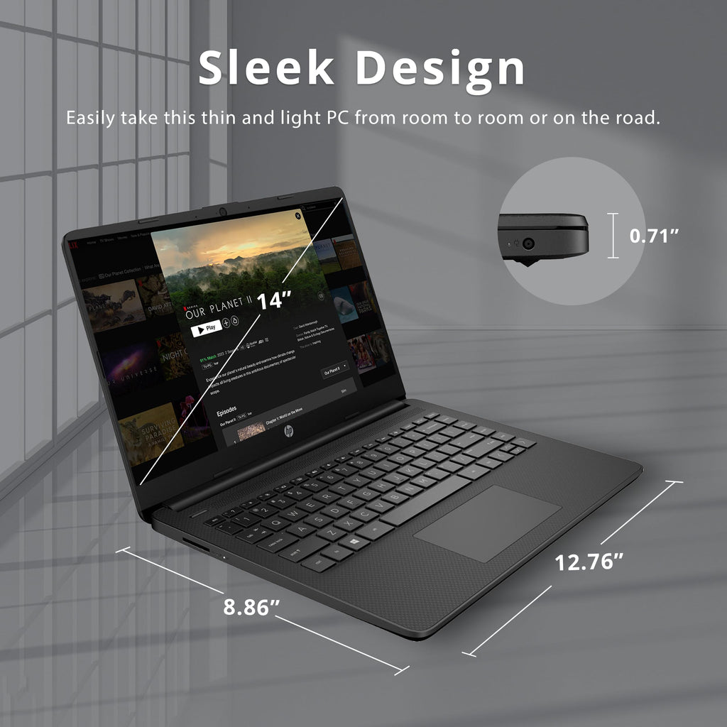 14-inch Laptop, Intel Celeron N4000, 4 GB RAM, 64 GB eMMC, Jet Black G19576