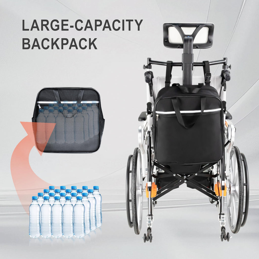 5-in-1 Reclining Wheelchair with 18.5" Wide Seat S2794