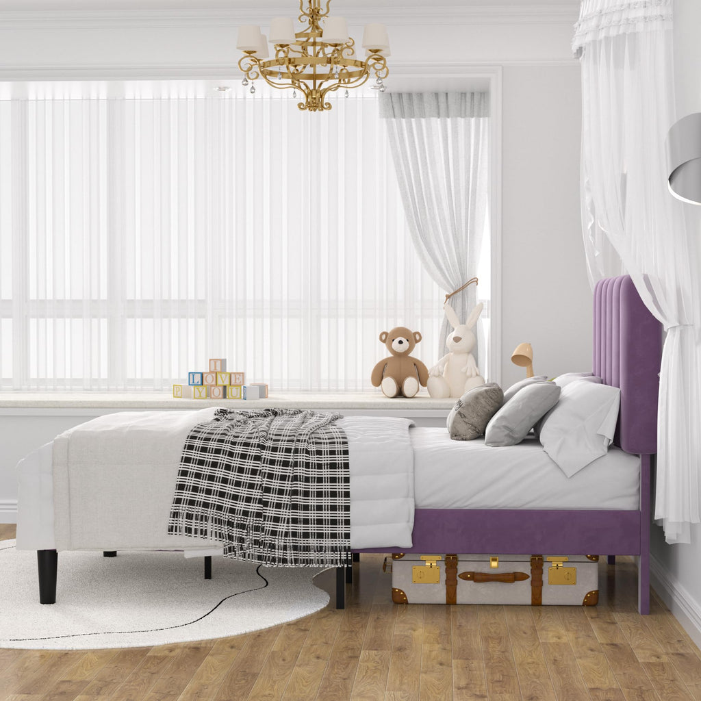 Twin Size Velvet Upholstered Platform Bed Frame L12432