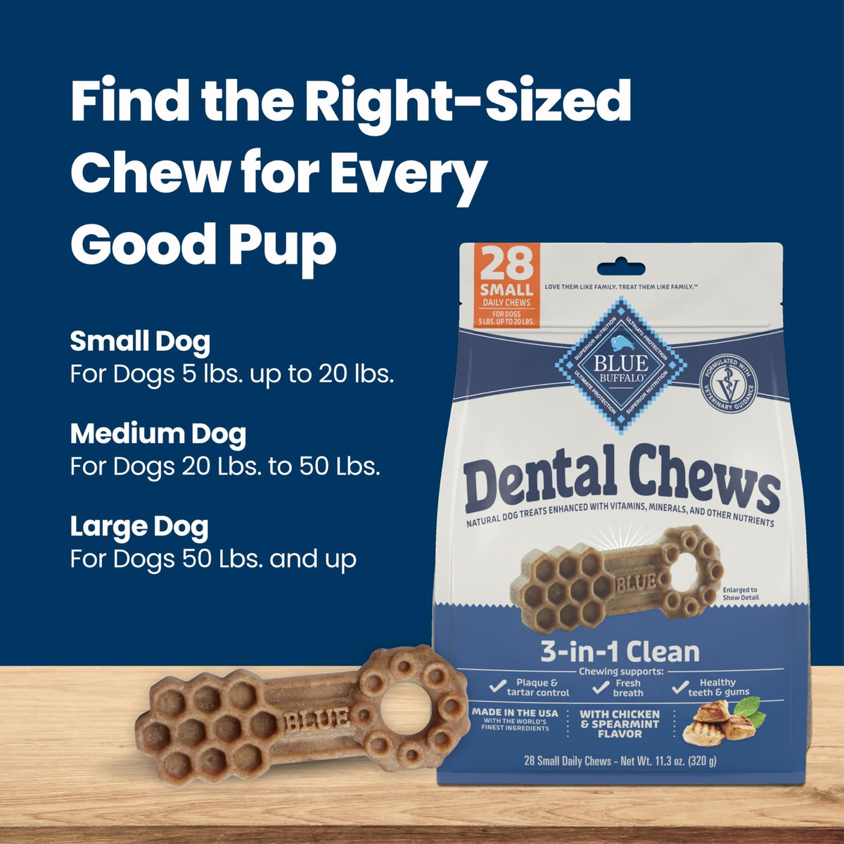 Chicken & Spearmint Small Dental Chews, 11.3 oz, 28 ct O6635