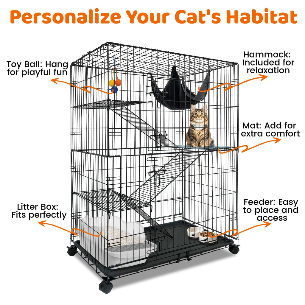 50 Inch 4-Tier Cat Crate with Wheels K97820