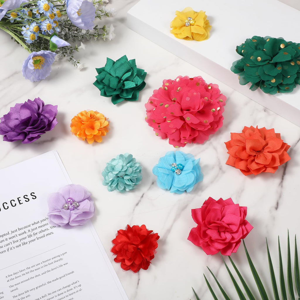 Multi Color Soft Chiffon Dog Collar Flower Bows N760862