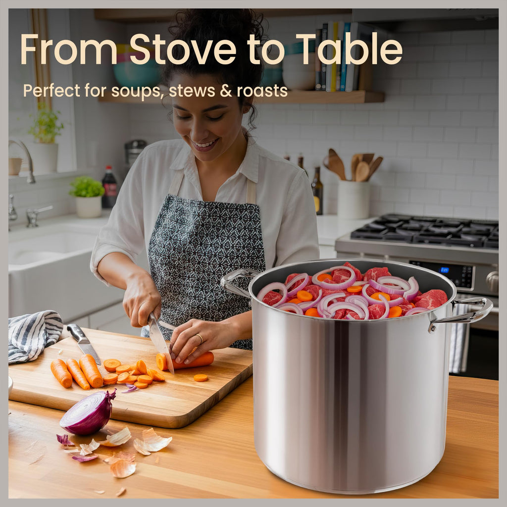 16 Quart Stainless Steel Stockpot with Tempered Glass Lid K7384