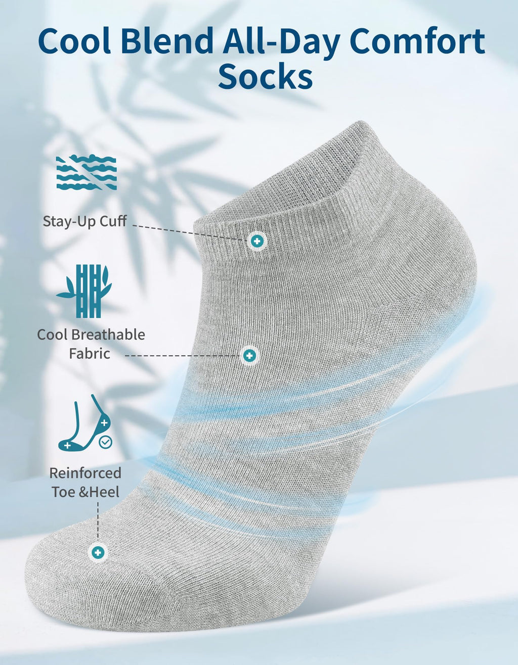 Bamboo Viscose Thin Ankle Socks 6 Pairs U1767