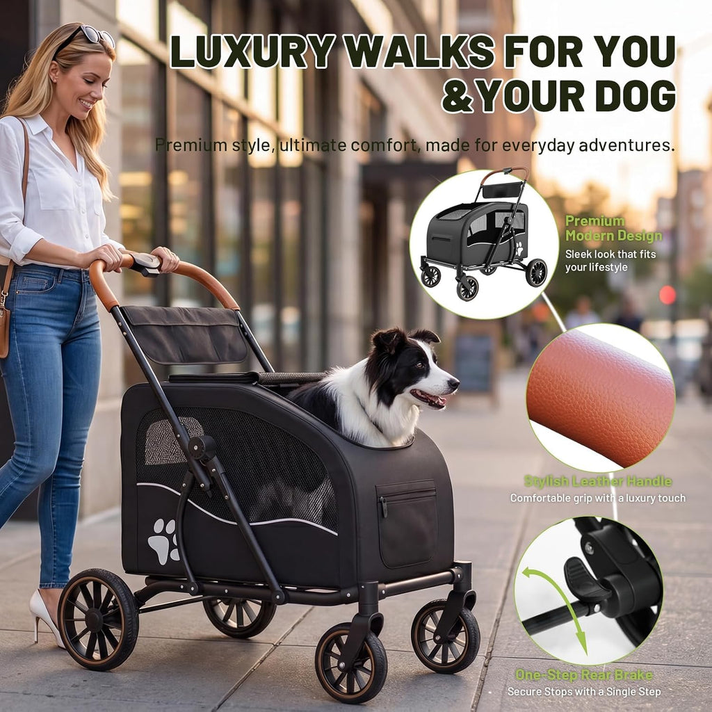 Foldable Dog Stroller for Large Dogs up to 110lbs I7897