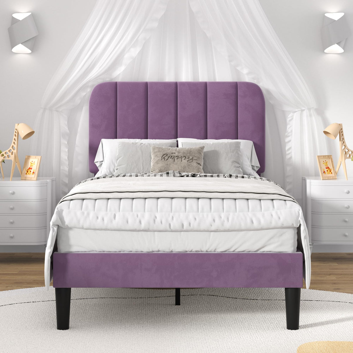 Twin Size Velvet Upholstered Platform Bed Frame L12432