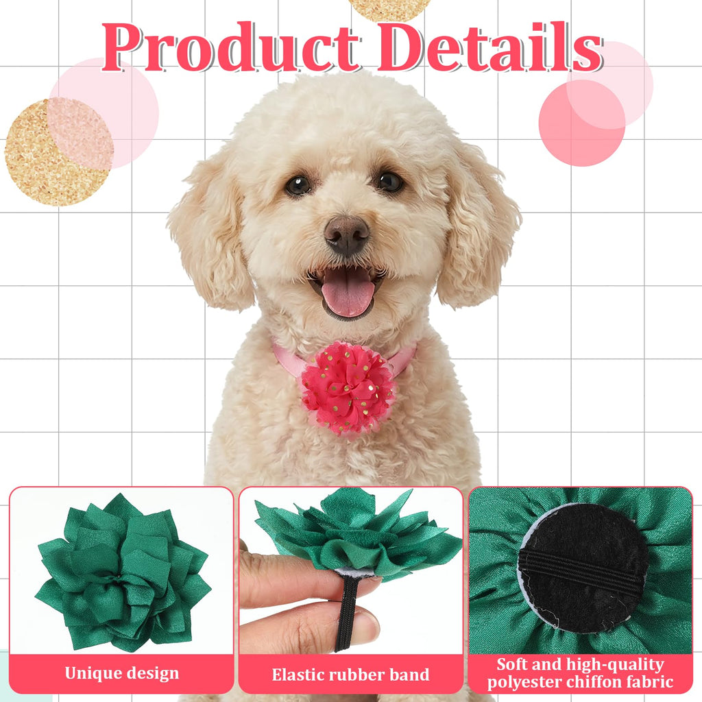 Multi Color Soft Chiffon Dog Collar Flower Bows N760862