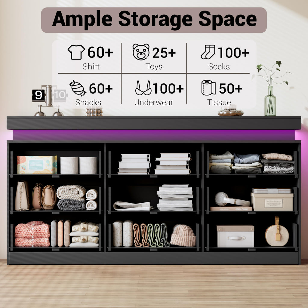 Black 9 Drawer Wood Dresser G20171
