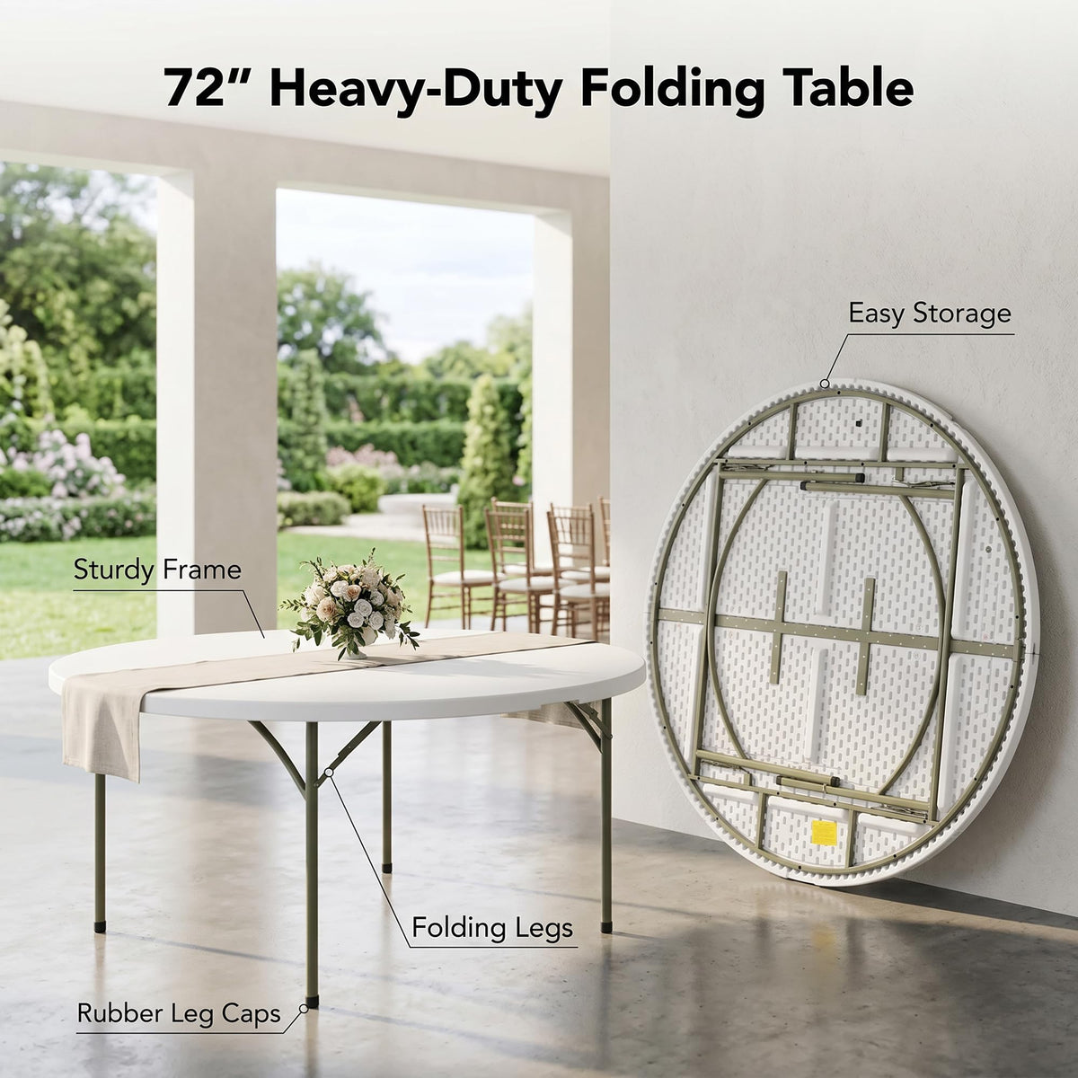 72-Inch Round Plastic Folding Tables 9-Pack M41256