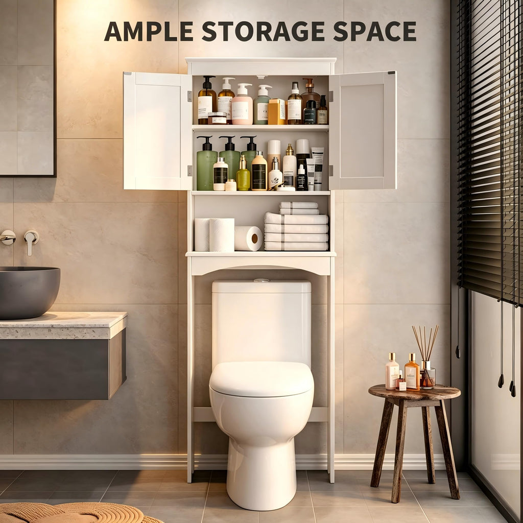 Over The Toilet Storage Cabinet with Open Shelf White Z225