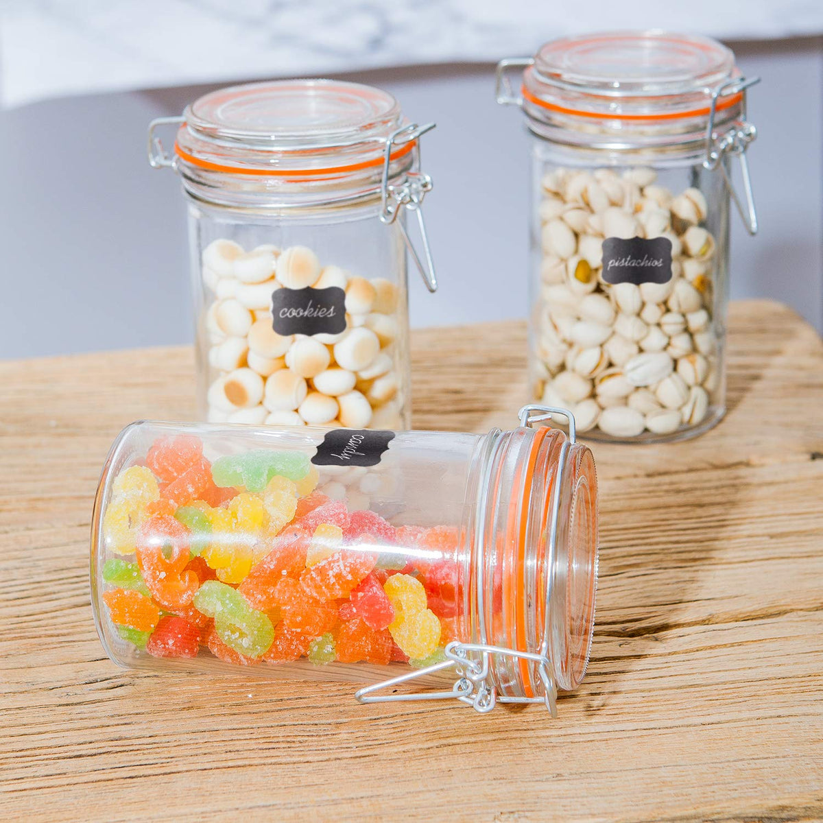 16 oz Glass Airtight Storage Jars, 12 Pack Y701