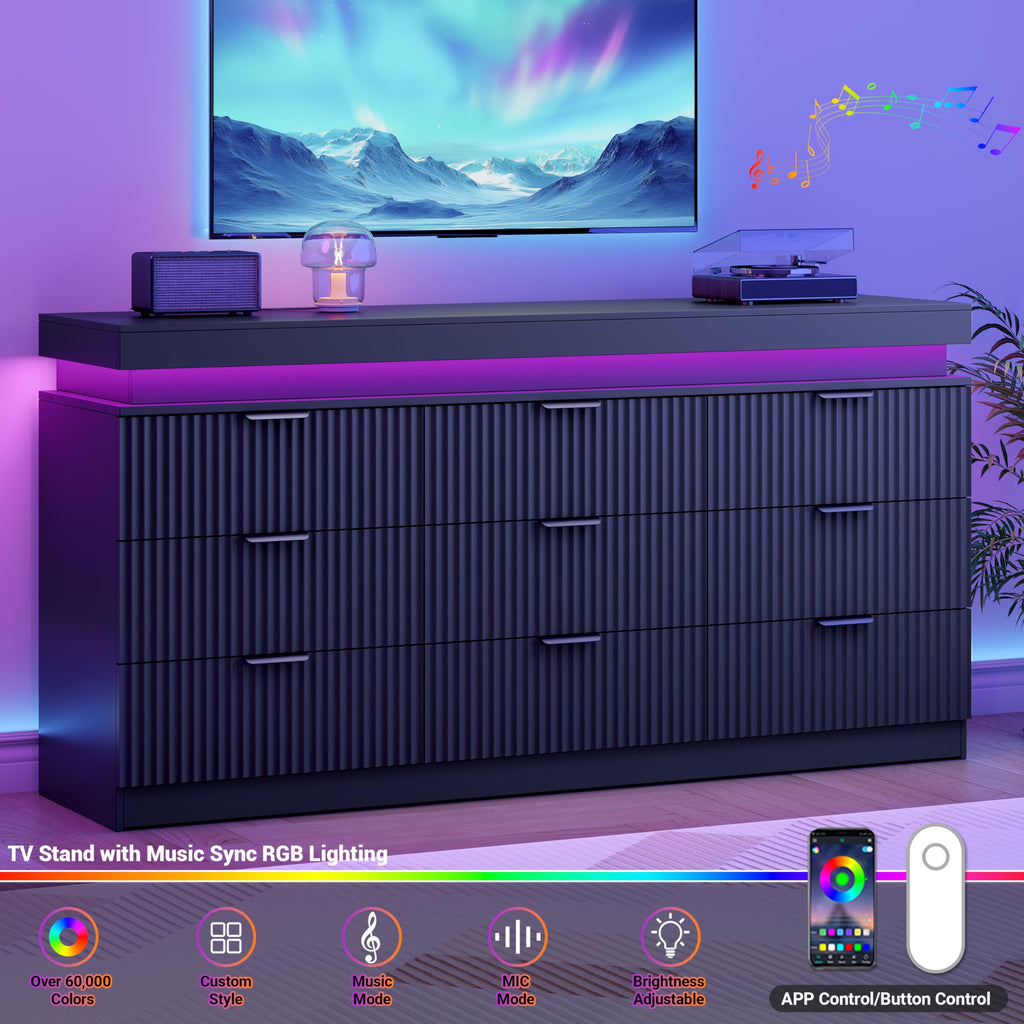 Black 9 Drawer Wood Dresser G20171