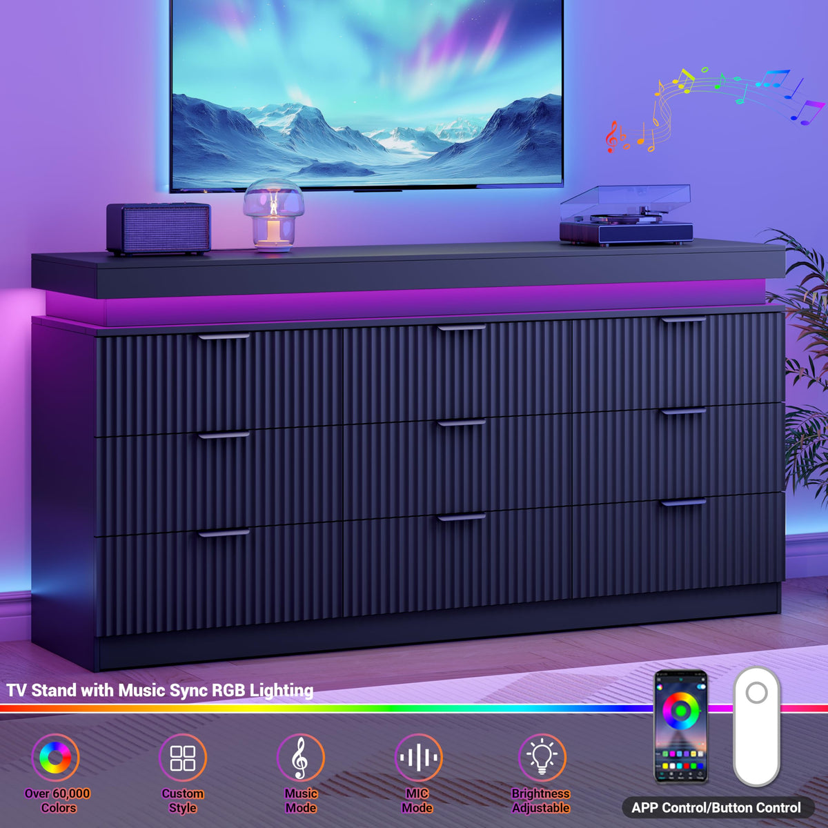 Black 9 Drawer Wood Dresser G20171