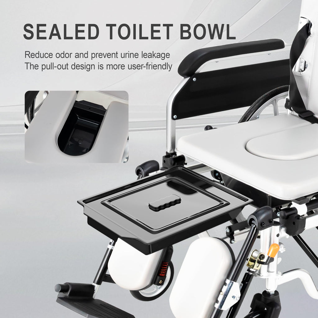 5-in-1 Reclining Wheelchair with 18.5" Wide Seat S2794