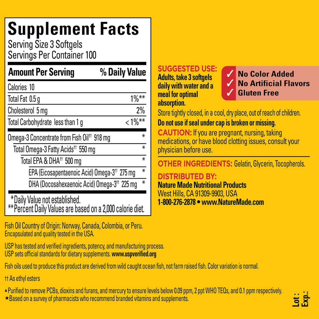 Omega 3 Fish Oil Supplements 550mg 300 Softgels G834