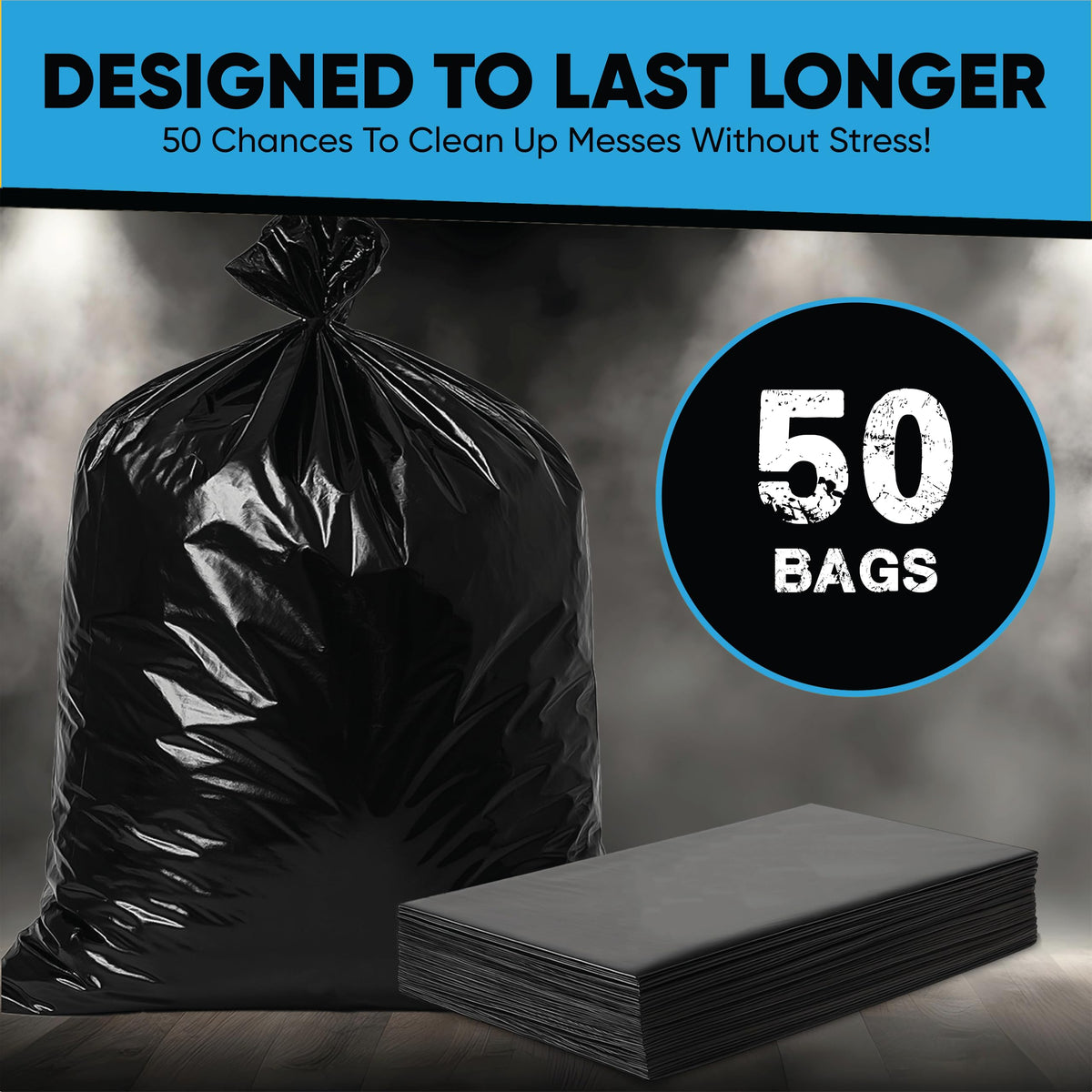 55 Gallon Heavy Duty Trash Bags 50 Count with Ties P7237