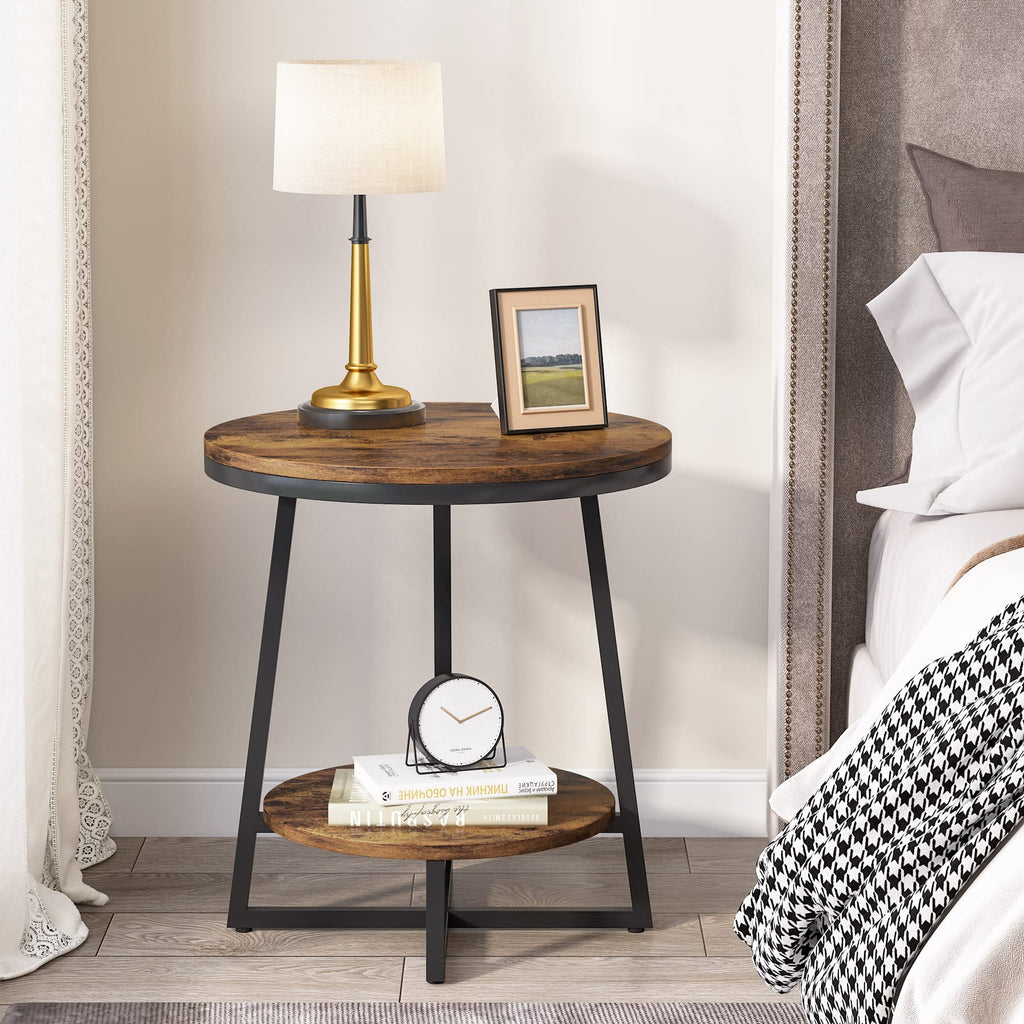 2 Tier Round End Table with Storage Shelf H41168