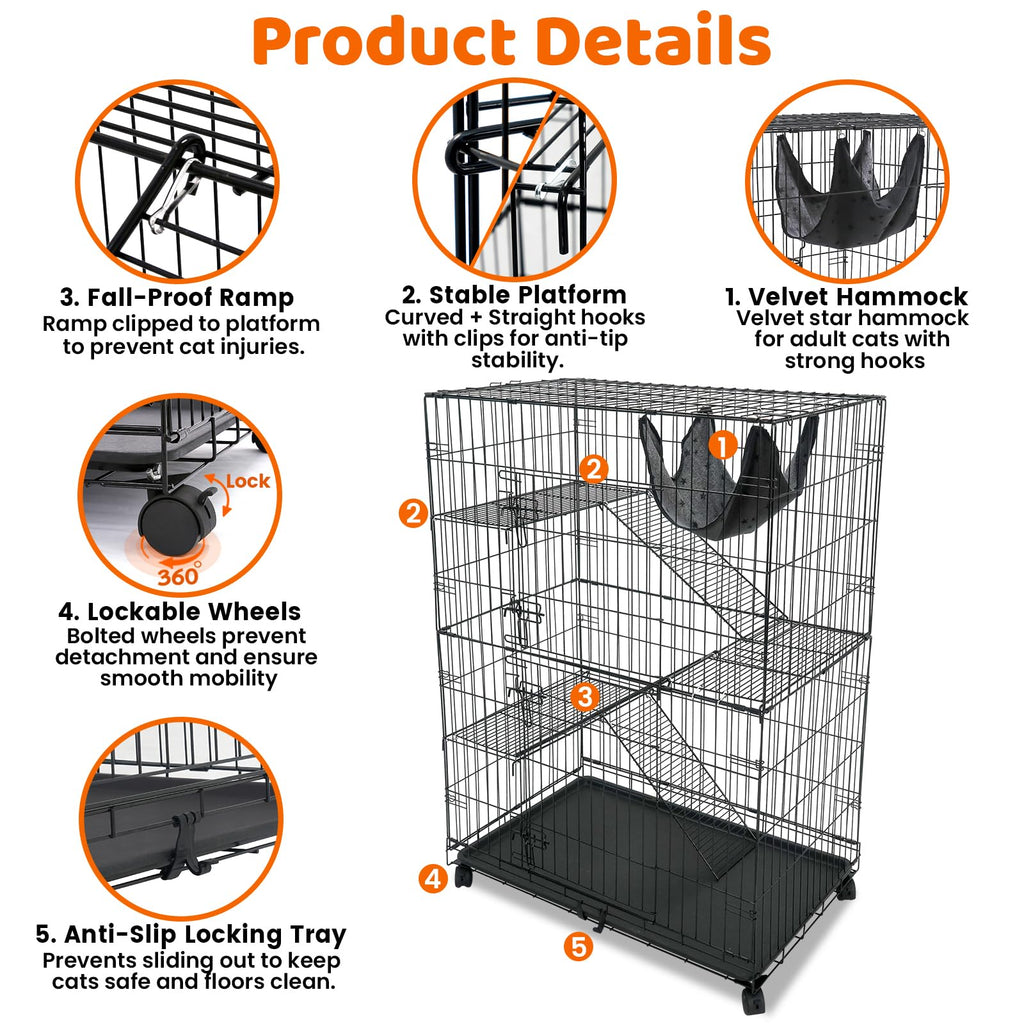 50 Inch 4-Tier Cat Crate with Wheels K97820