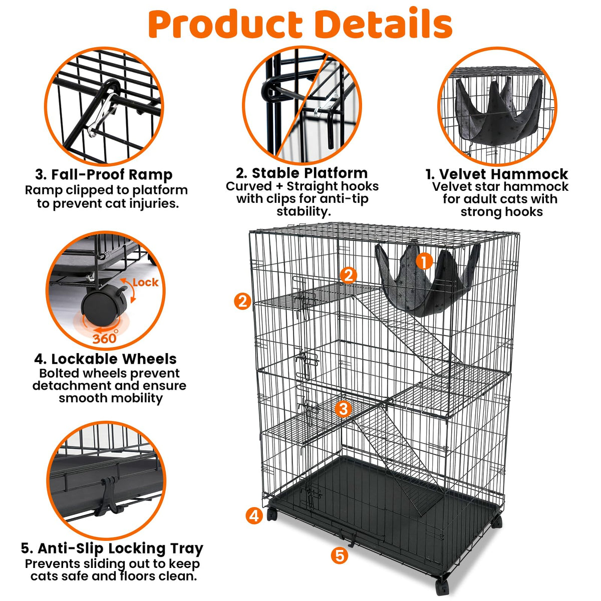 50 Inch 4-Tier Cat Crate with Wheels K97820