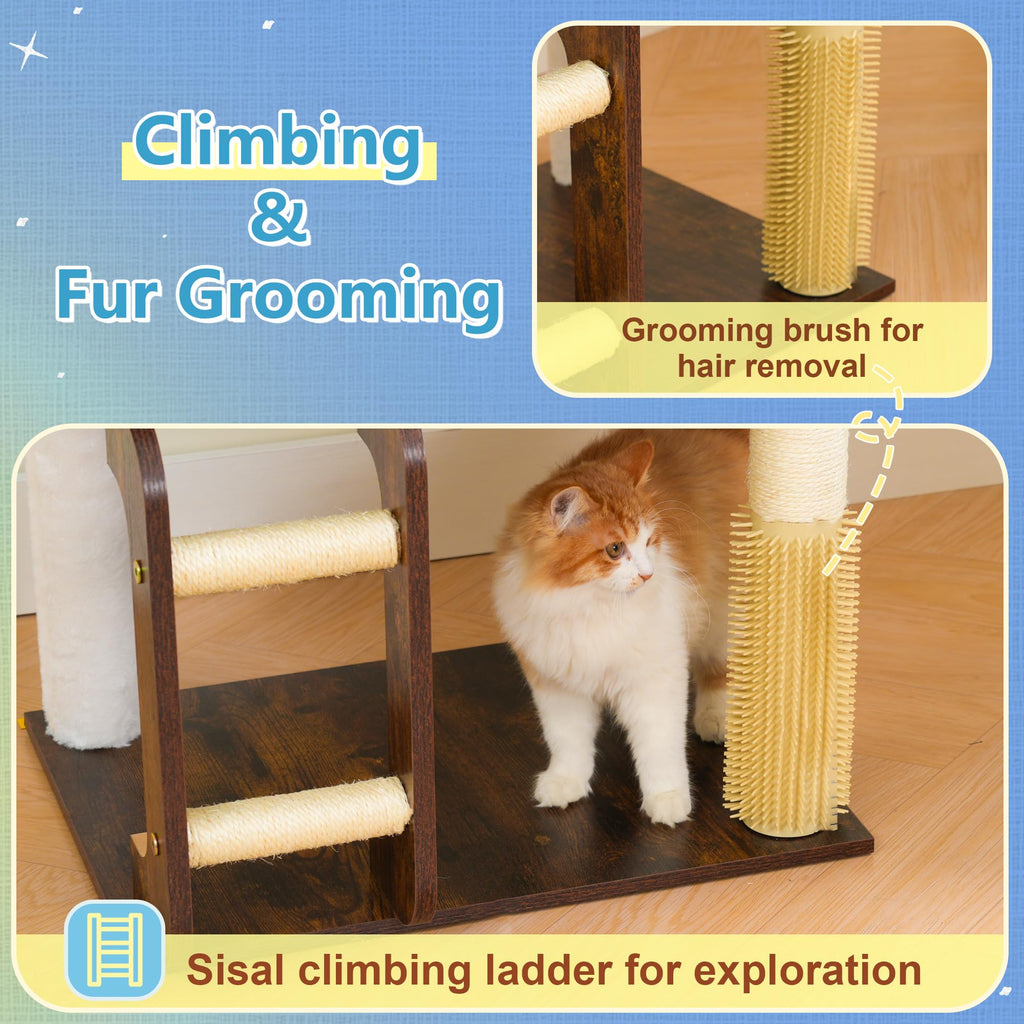 Wooden Cat Tree with Large Platforms Y8661