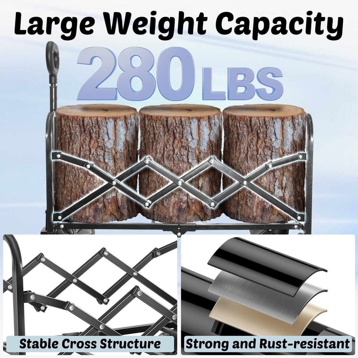 Foldable Collapsible Wagon Cart with Adjustable Handle U53024