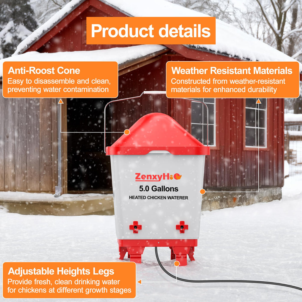 5.0 Gal Heated Chicken Waterer Bucket E6691