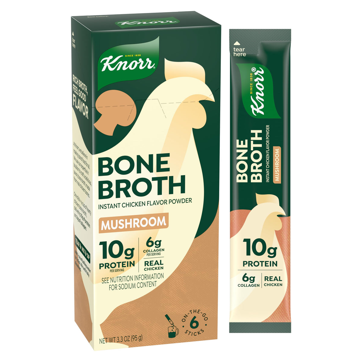 Mushroom Chicken Bone Broth 6 Count Powder Mix Packets V459670
